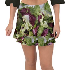 Salad Lettuce Vegetable Fishtail Mini Chiffon Skirt by Sapixe