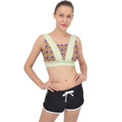 Fruit Tree Salad Pattern V-back Sports Bra by emilyzragz