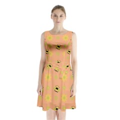 Bee A Bug Nature Wallpaper Sleeveless Waist Tie Chiffon Dress by Sapixe