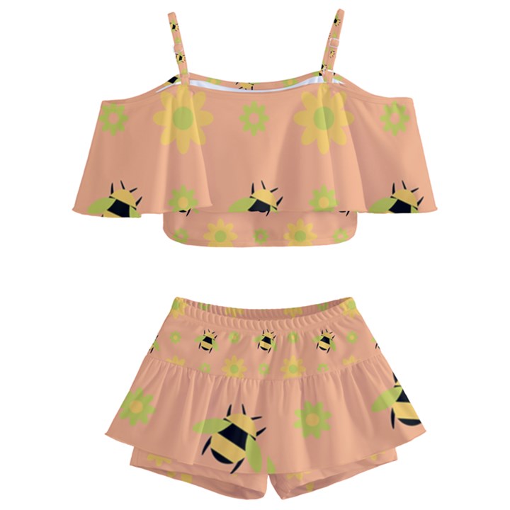 Bee A Bug Nature Wallpaper Kids  Off Shoulder Skirt Bikini