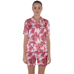 Flower Leaf Nature Flora Floral Satin Short Sleeve Pyjamas Set by Sapixe