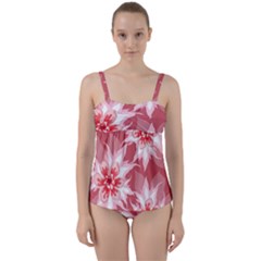 Flower Leaf Nature Flora Floral Twist Front Tankini Set by Sapixe