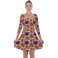 Fruit Tree Salad Pattern Quarter Sleeve Skater Dress by emilyzragz