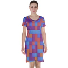 Squares Background Geometric Modern Short Sleeve Nightdress by Sapixe