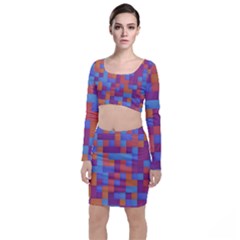 Squares Background Geometric Modern Top And Skirt Sets by Sapixe