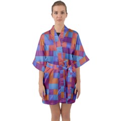 Squares Background Geometric Modern Quarter Sleeve Kimono Robe