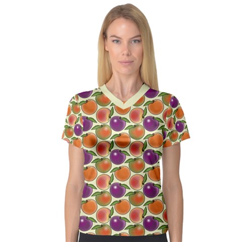 Fruit Tree Salad Pattern V-neck Sport Mesh Tee by emilyzragz