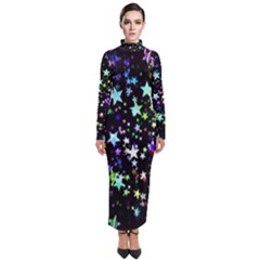 Christmas Star Gloss Lights Light Turtleneck Maxi Dress by Sapixe