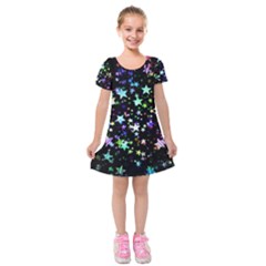 Christmas Star Gloss Lights Light Kids  Short Sleeve Velvet Dress by Sapixe