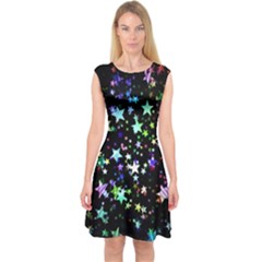 Christmas Star Gloss Lights Light Capsleeve Midi Dress by Sapixe