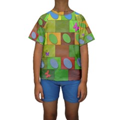 Easter Egg Happy Easter Colorful Kids  Short Sleeve Swimwear by Sapixe