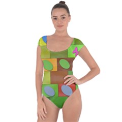 Easter Egg Happy Easter Colorful Short Sleeve Leotard  by Sapixe