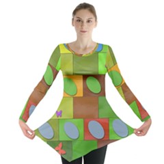 Easter Egg Happy Easter Colorful Long Sleeve Tunic  by Sapixe