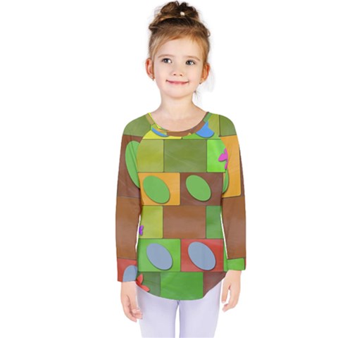 Easter Egg Happy Easter Colorful Kids  Long Sleeve Tee by Sapixe