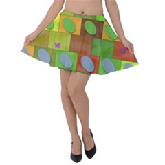 Easter Egg Happy Easter Colorful Velvet Skater Skirt by Sapixe