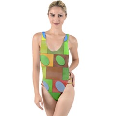 Easter Egg Happy Easter Colorful High Leg Strappy Swimsuit by Sapixe