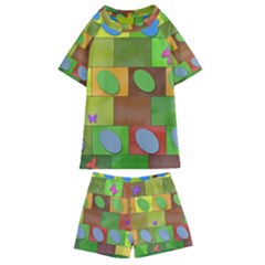 Easter Egg Happy Easter Colorful Kids  Swim Tee And Shorts Set by Sapixe