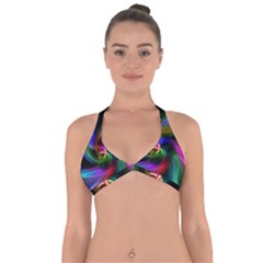 Abstract Art Color Design Lines Halter Neck Bikini Top by Sapixe