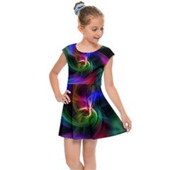 Abstract Art Color Design Lines Kids Cap Sleeve Dress by Sapixe