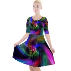 Abstract Art Color Design Lines Quarter Sleeve A-line Dress by Sapixe