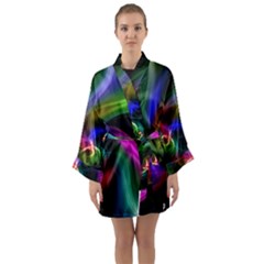 Abstract Art Color Design Lines Long Sleeve Kimono Robe