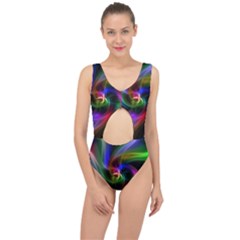 Abstract Art Color Design Lines Center Cut Out Swimsuit by Sapixe