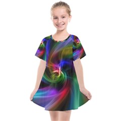 Abstract Art Color Design Lines Kids  Smock Dress