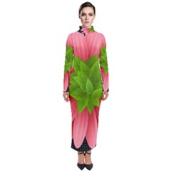 Plant Flower Flowers Design Leaves Turtleneck Maxi Dress by Sapixe