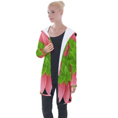 Plant Flower Flowers Design Leaves Longline Hooded Cardigan