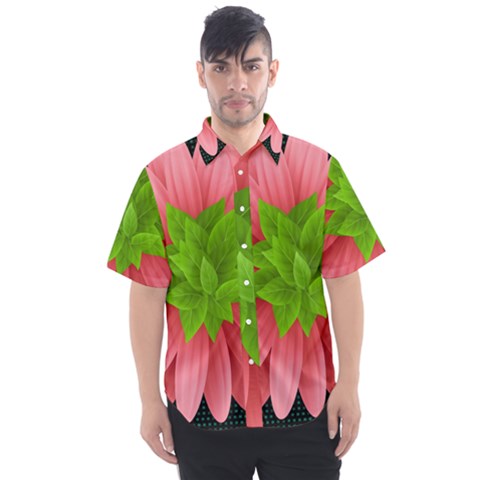 Plant Flower Flowers Design Leaves Men s Short Sleeve Shirt by Sapixe