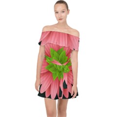 Plant Flower Flowers Design Leaves Off Shoulder Chiffon Dress