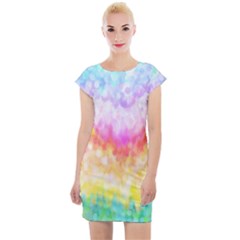 Rainbow Pontilism Background Cap Sleeve Bodycon Dress