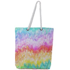 Rainbow Pontilism Background Full Print Rope Handle Tote (large) by Sapixe