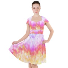 Rainbow Pontilism Background Cap Sleeve Midi Dress