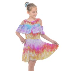 Rainbow Pontilism Background Kids  Shoulder Cutout Chiffon Dress by Sapixe