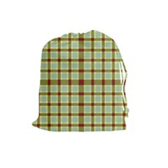 Geometric Tartan Pattern Square Drawstring Pouch (large) by Sapixe