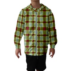 Geometric Tartan Pattern Square Hooded Windbreaker (kids) by Sapixe