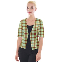 Geometric Tartan Pattern Square Cropped Button Cardigan by Sapixe