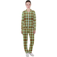 Geometric Tartan Pattern Square Casual Jacket And Pants Set