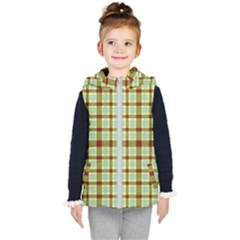 Geometric Tartan Pattern Square Kid s Hooded Puffer Vest by Sapixe