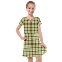 Geometric Tartan Pattern Square Kids  Cross Web Dress by Sapixe