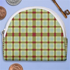 Geometric Tartan Pattern Square Horseshoe Style Canvas Pouch