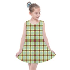 Geometric Tartan Pattern Square Kids  Summer Dress by Sapixe