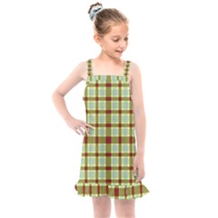 Geometric Tartan Pattern Square Kids  Overall Dress by Sapixe