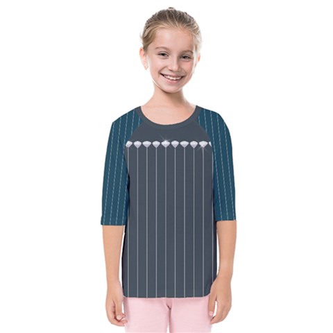 Pinstripe In Diamond Head Pins Pattern Kids  Quarter Sleeve Raglan Tee by emilyzragz