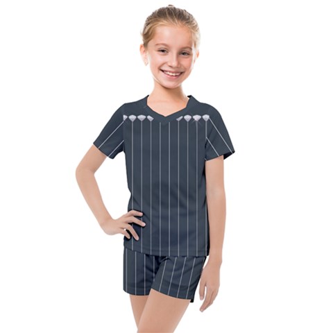 Pinstripe In Diamond Head Pins Pattern Kids  Mesh Tee And Shorts Set by emilyzragz