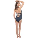 Pinstripe in Diamond Head Pins Pattern Halter Front Plunge Swimsuit View2