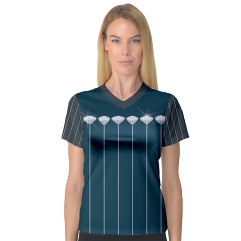 Pinstripe In Diamond Head Pins Pattern V-neck Sport Mesh Tee by emilyzragz