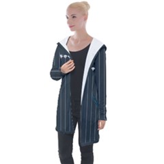 Pinstripe In Diamond Head Pins Pattern Longline Hooded Cardigan