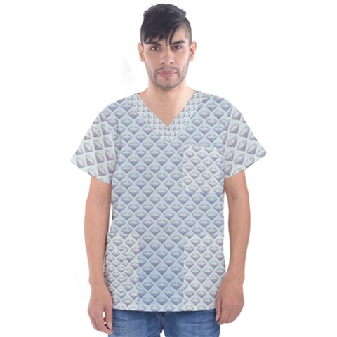 Sparkly Diamond Pattern Men s V-neck Scrub Top by emilyzragz